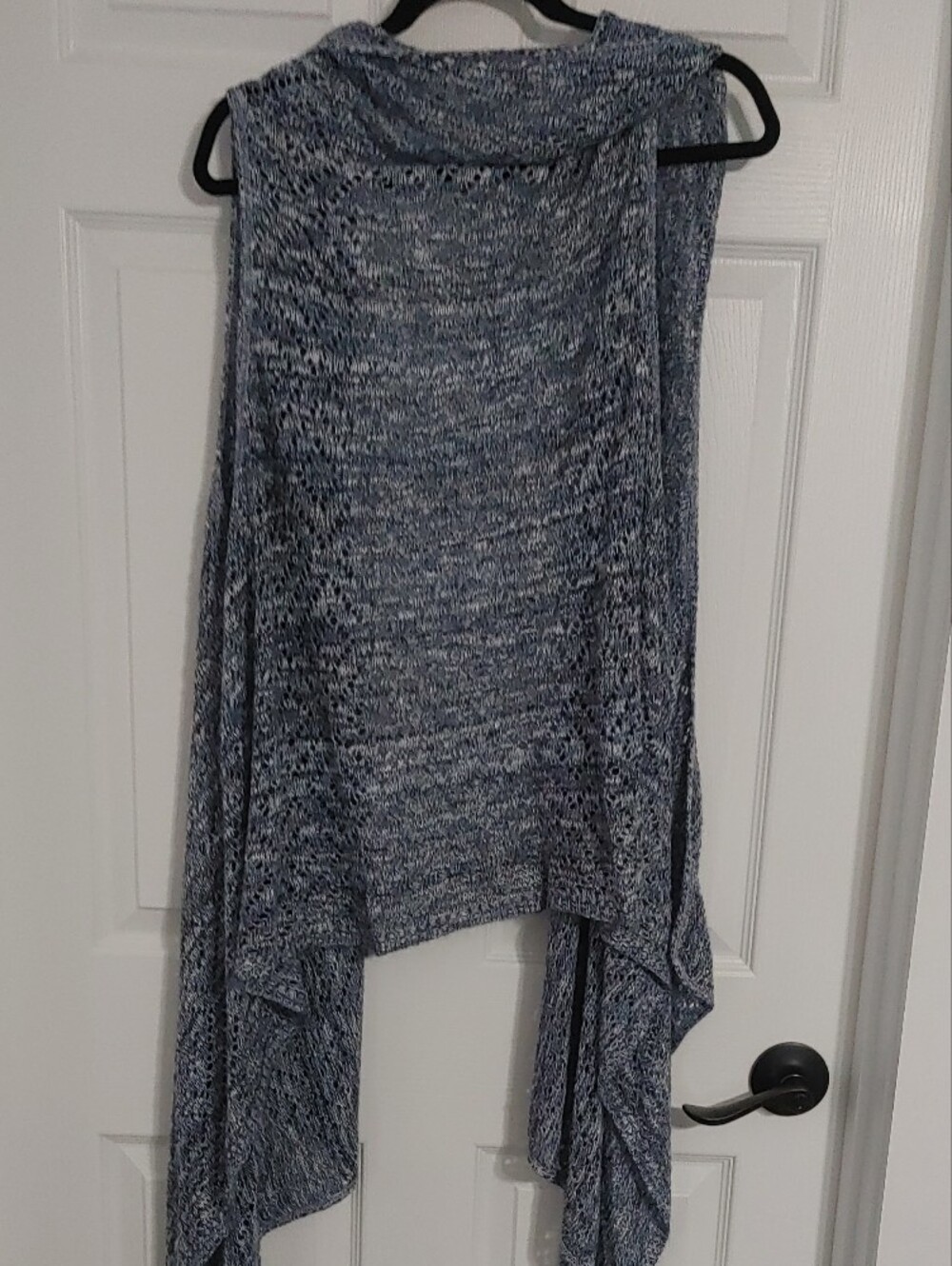 Kim Rogers Women's 3X Blue Marled Drape-Front Knit Vest - Picture 4 of 8